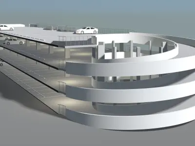 Parking garage building in section cut 25-16 3D model