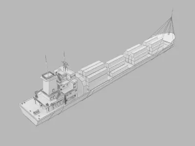 ship low poly container Low-poly 3D model
