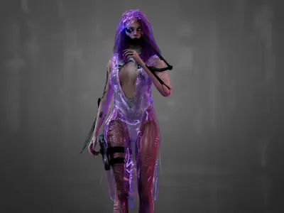 Sci Fi Cyberpunk Killer Girl  Low-poly 3D model
