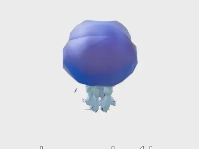 Bioluminescent Deep-Sea Jellyfish with Glowing Tentacles Low-poly 3D model