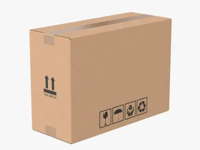 Cardboard Box 50x20x35 Closed 3D model
