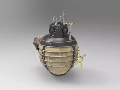 historical concept of old submarines 3D model