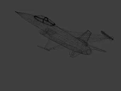f-16 model fighter jet flying in clouds 3D model
