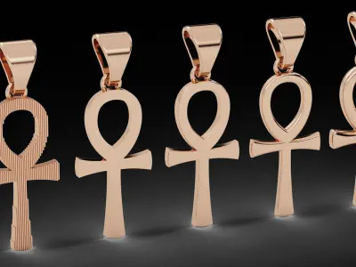 5 Plain Gold Ankh Egyptian Cross Pendant 3D print model purchase