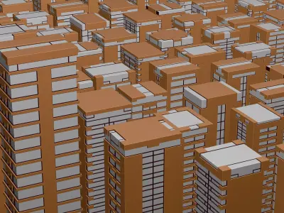 Low-poly Modular Sci-Fi Buildings - 100 Buildings Pack Low-poly 3D model