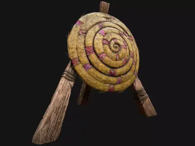 Medieval Wooden Straw Target Dummy for Combat Shooting range Low-poly 3D model