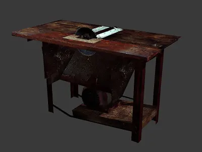 Old circular saw Low-poly 3D model