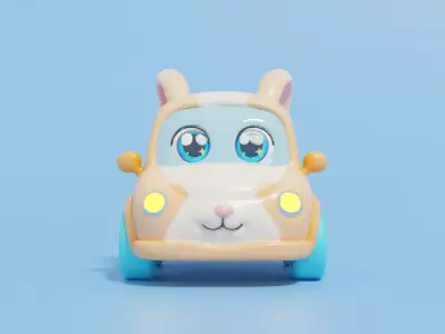 Cute 3D Bunny Car Cartoon Model Stylized Animal Car 3D model