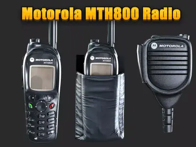 Motorola MTH800 Tetra Handheld Radio Shoulder Mic and Cover  Low-poly 3D model