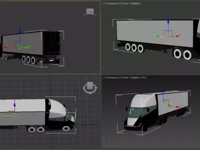 truck semi with different views 3D model