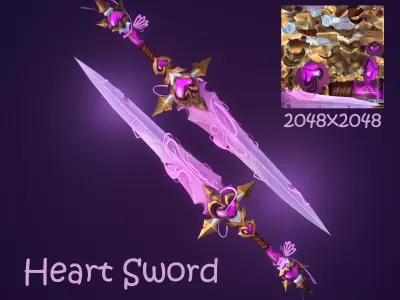 Heart Sword Low-poly 3D model