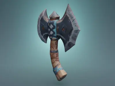 A Metal and Wood Axe Adventure Game Asset Free low-poly 3D model
