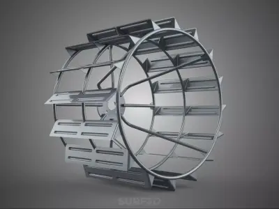 LONG WIDE DOUBLE TRACK TREAD METAL CAGE WHEEL TRACTOR TYRE TIRE 3D model