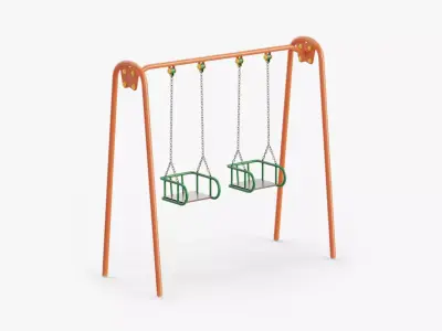 Metal Swing Outdoor 01 Orange Low-poly 3D model