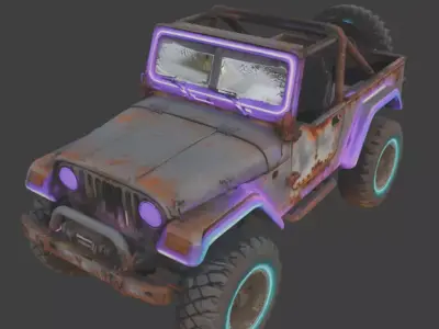 Cyberpunk Rusty Off Road Monster Truck 3D Model V02 Low-poly 3D model