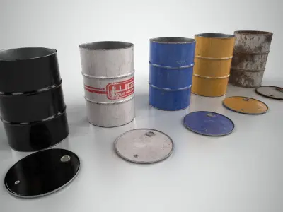 Oil Barrel 2 Open Low-poly 3D model
