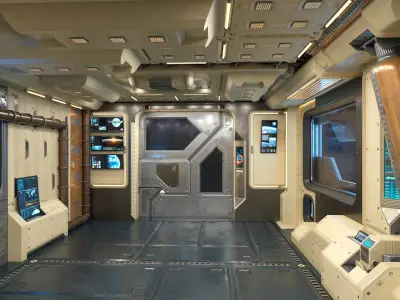 Sci-fi Interior Space Station Transit Zone PBR 3D model