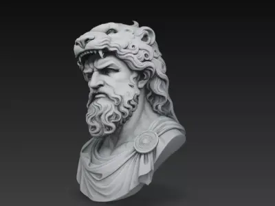 Classical Greek God Bust Sculpture 3D Model 3D print model