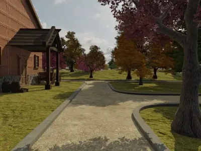 Serene Village In Bloom 3D model
