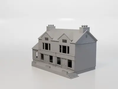 Model Railway - HO Scale - Brick Roadside Pub - 4 Variations 3D print model