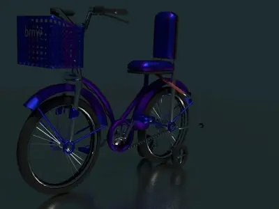 Bicycle with basket 3D model