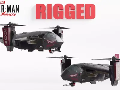 Sci-Fi Helicopter Model RIGGED 3D model