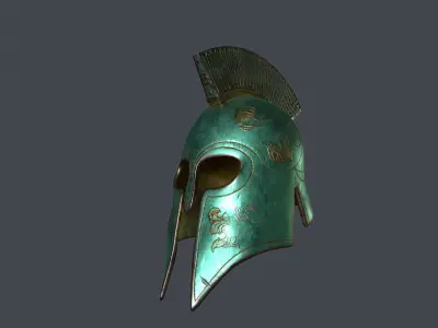 Greek Low-Poly Helmet 4 texture pack Low-poly 3D model