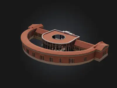 U-Shaped Brick Structure  Versatile Historical Architecture 3D model