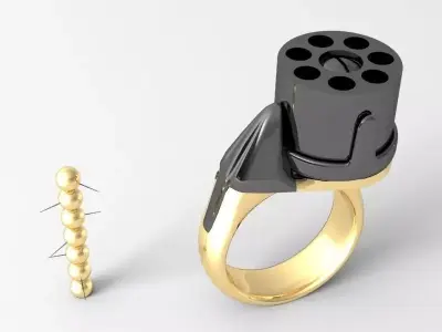 The gun-ring ring with bullet in it 3D model