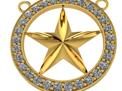 FIVE 5 POINT STAR PENDANT NECKLACE CHARM BRACELET  3D print model