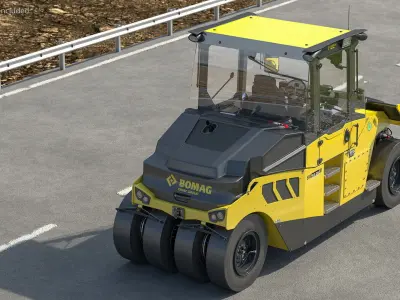 Bomag BW 28 RH Pneumatic Tired Compactor Rigged 3D model