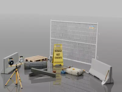 Industrial Construction Equipment Low Poly Asset Pack of 15 Low-poly 3D model