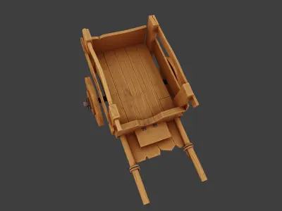 Stylized  wooden Cart Low-poly 3D model