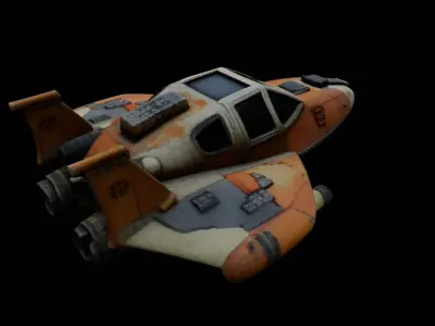 Rustic space craft  Low-poly 3D model
