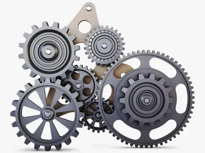Gear Mechanism Low Poly v 5 Low-poly 3D model