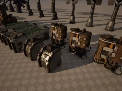 Animated Sci-Fi Props And Machinery Collection - UE5 Ready Low-poly 3D model