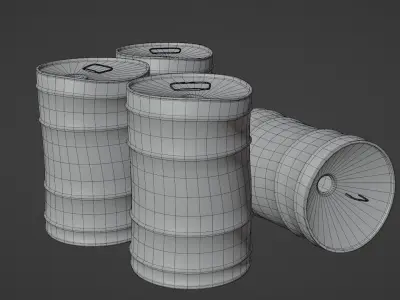  Post-apocalyptic metal barrel Low-poly 3D model