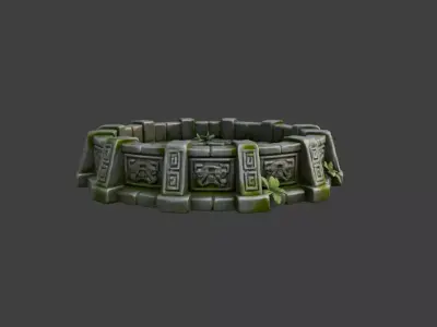 Ancient Stone Ring Ruins Low-poly 3D model