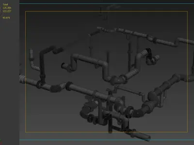 pipe pipes industrial low poly pipeline valve game ready 3D model by smallyueyue