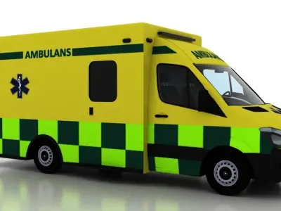 Mercedes Benz Sprinter 2015 Truck Sweden Ambulance 3D model