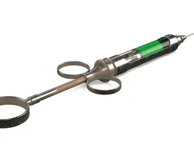 Vintage Medical Syringe with Injection 3D model