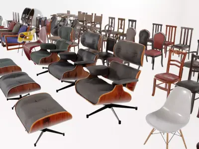 Chair Collection - Chairs Pack Low-poly 3D model