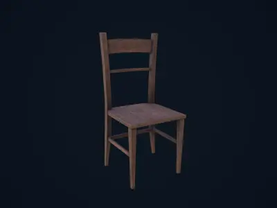 Wooden Chair Low-poly 3D model