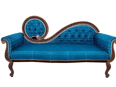 Sofa lowpoly gameplay ready art nouveau Low-poly 3D model