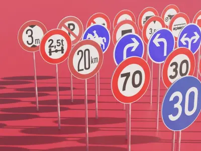 Traffic signs pack 3d model 3D model