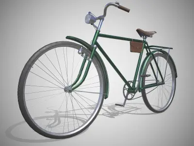 Customizable Vintage Bicycle Green - Updated for 2021 Low-poly 3D model
