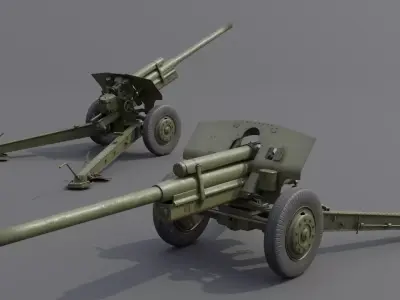 107 mm divisional gun M1940 M-60 Field Gun  Low-poly 3D model