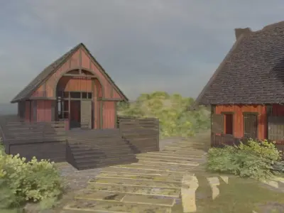 Mountain Village Path 3D model