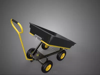 MANUAL TIPPING POLY BED GARDEN DUMP TRUCK CART STEEL FRAME WAGON 3D model