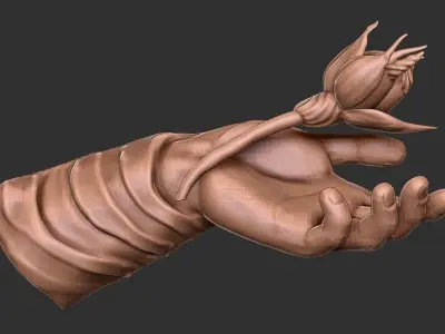 Hand with Flower - Wall Vases 3D print model